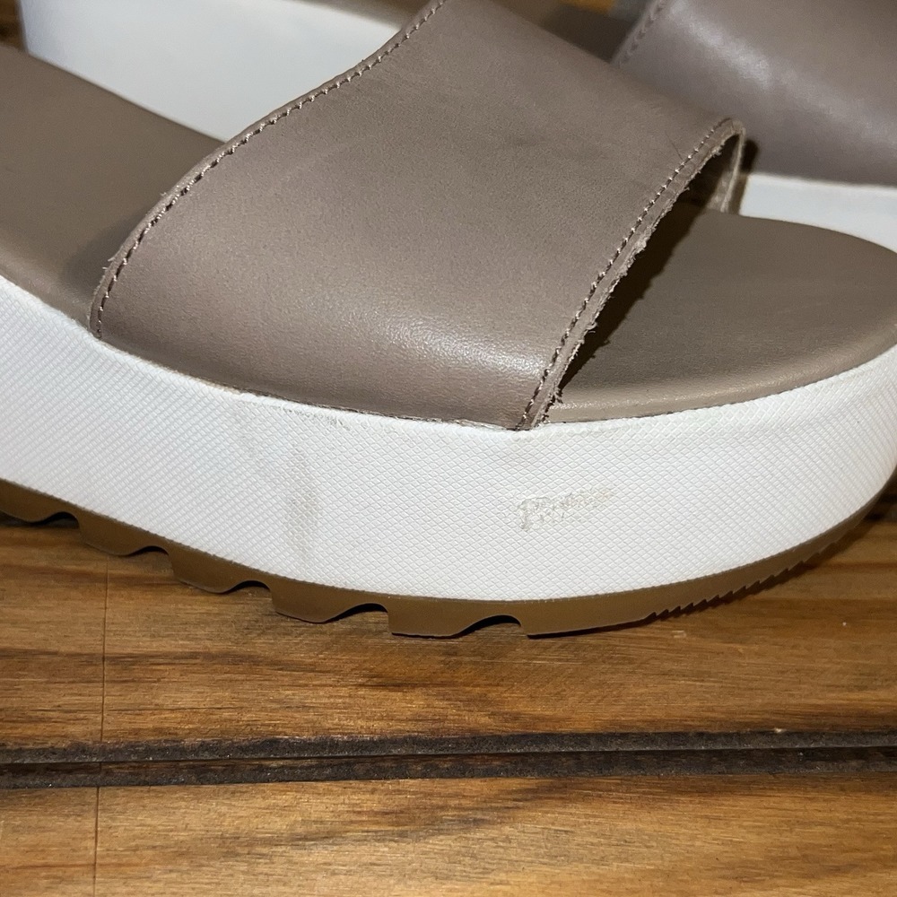 Sorel Cameron Sandal Womens Size 7 Beige Leather Flatform Ankle Strap NL3997-246 - Picture 8 of 10